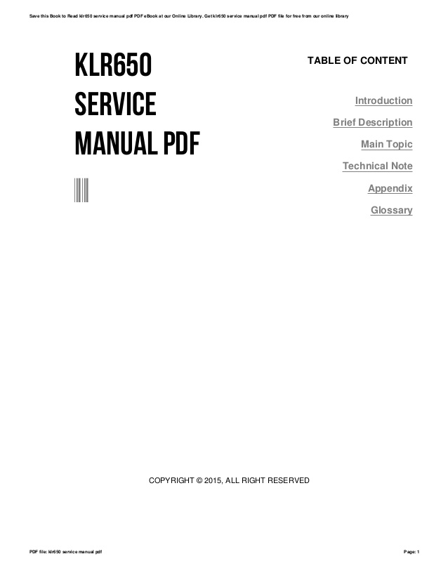 Klr650 Service Manual Pdf Download